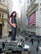 giantess collage city buildings wonderslug police looking_down people standing streets leather_outfit
