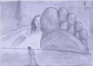 drawing feet monochrome barefoot bath shrunken_man point_of_view