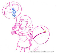 drawing giantess vore cleavage drink shrunken_people drinking imminent_vore homestuck twisted_persona roxy_lalonde dirk_strider john_egbert olive toothpick between_breasts