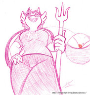 breasts drawing giantess monochrome color cleavage shrunken_person homestuck meenah_peixes twisted_persona between_breasts