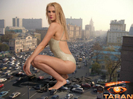 giantess collage city blonde barefoot traffic kneeling streets looking_at_viewer vehicle_crush taran ireland_baldwin