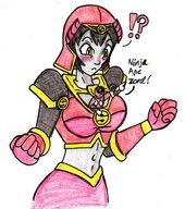 giantess blushing color robot belly power_rangers gender_bender gear25 ninja_ape_zord red_ranger between_breasts