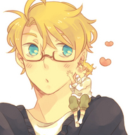 drawing gentle small_man color male glasses unknown_artist kissing hetalia riding_on_shoulder