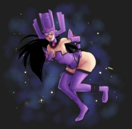 drawing giantess giga space black_hair color cleavage boots galacta daughter_of_galactus rocket helmet cosmic_giantess spokle marvel_comics