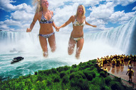 breasts giantess collage mega blonde swimsuit water waterfall giantesses ships wading