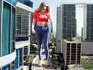 giantess collage city clothed high_heels brunette wonderslug walking looking_down skyscraper foot_print kelly_brook vehicle_crush high_res miami