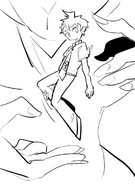 giantess small_man monochrome cleavage hand tie nails floating dangan_ronpa forengmenot