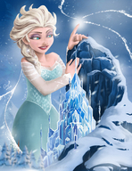 breasts drawing gentle giantess mega blonde color blue_eyes dress queen mountains snow magic frozen disney angelgts elsa ice_castle
