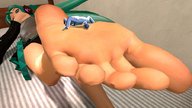 feet hatsune_miku toes barefoot green_hair shrunken_men spy shrunken_man licking_foot on_sole digital_render kujikumo