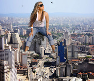 collage city mega long_hair destruction cleavage buildings helicopter wonderslug sitting skyscraper sunglasses vlatka_dragić
