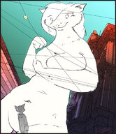 drawing giantess nude furry anthro city color buildings ducky looking_down power_lines