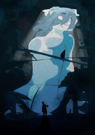 drawing growth furry color large_breasts long_hair destruction cat_ears scared ducky cat_girl silhouette outgrowing_space lab laboratory