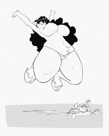 drawing furry horns monochrome water ducky hooves jumping