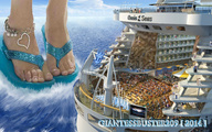 giantess collage feet ocean sandals legs cruise_ship people ships crowds bracelet leg_bracelet giantessbuster209 salma_blair
