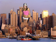 giantess collage city blonde ocean skyscraper hat ships top scumbag_stacy