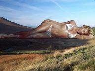 giantess collage blonde swimsuit desert sand tan