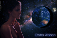 giantess collage earth space planet brunette moon galaxy emma_watson stars taran cosmic_giantess milky_way
