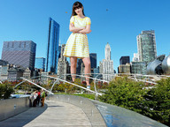 collage city mega helicopter brunette wonderslug dress skyscraper sky chicago zooey_deschanel sidewalk