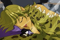drawing gentle furry sleeping black_hair small_woman bunny_girl harpy mukatkikaarn mountain_side