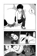 drawing manga sleeping comic monochrome bed unaware shrunken_man nose body_exploration japanese_text nostril inside_nose