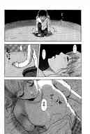 drawing manga sleeping comic monochrome bed unaware shrunken_man body_exploration japanese_text