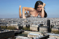 collage city mega destruction giant barefoot cleavage buildings lying_down unknown_artist kristina source_needed looking_at_tiny
