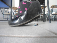 collage shoes socks shrunken_men shrunken_man under_foot floor hanna imminent_crush peque