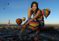 giantess collage city high_heels brunette skyscraper streets dark_skin night hot_air_balloon crowds amerie