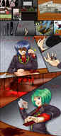 crush comic color glasses blue_hair blood gloves green_hair gore shrunken_men uniform hand_crush furefami passport papers_please trapdoor