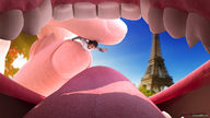 giantess vore tongue mouth handheld shrunken_men shrunken_man sky paris point_of_view trees eiffel_tower imminent_vore france digital_render