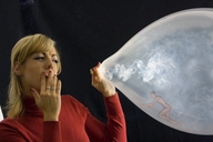 collage blonde domination slave shrunken_men hand shrunken_man trapped smoke cigarette manicure looking_at_victim balloon smoke_slave inside_balloon