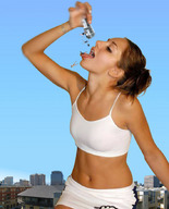 breasts giantess collage vore city mega tongue mouth ponytail belly shorts bus falling athletic sky top ariana_grande mass_vore