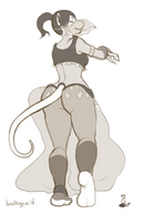 drawing furry anthro monochrome shrunken_men shrunken_man dancing belly_dancer veil arabesque thefallenwind