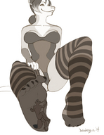 drawing feet furry anthro color playful shrunken_men sitting shrunken_man trapped striped_stockings nail_polish arabesque thefallenwind inside_stockings