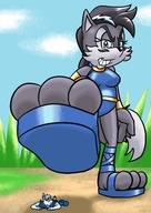 drawing furry anthro color sandals shrunken_man grass raised_foot imminent_crush viraljp