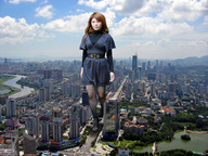 giantess collage city asian walking skyscraper streets