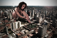 collage city mega high_heels helicopter brunette skyscraper looking_at_viewer encolhido jenny