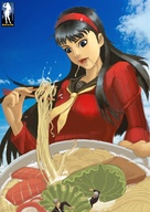drawing vore color brunette unaware shrunken_people food chopsticks giantessfan ramen imminent_vore persona_4 yukiko_amagi
