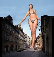 giantess collage city swimsuit brunette streets potyzeff