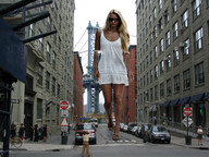 giantess collage city blonde dress walking streets tan
