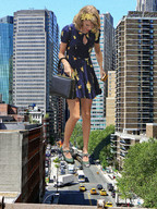 giantess city blonde handheld buildings shoes wonderslug dress looking_down streets under_foot vehicle_crush taylor_swift