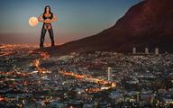 giantess collage landscape city moon muscles leather outdoors hands_on_hips