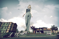 giantess blonde destruction helicopter military outdoors looking_into_distance sorenzer0