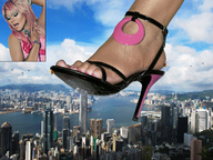 collage city mega destruction water high_heels celebrity jets skyscraper bay clouds sky pedicure panels christina_aguilera giantess_feet giantesscity