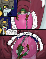 vore comic color tongue saliva fang midna shrunken_man inside_mouth night floating twilight_princess grappling_hook the_legend_of_zelda link_(the_legend_of_zelda)