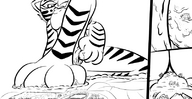 pussy trayx furry giga masturbation anthro city comic monochrome destruction paws foot_crush looking_down