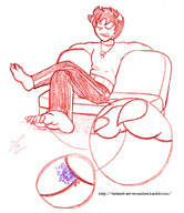 drawing micro horns barefoot between_toes sofa zoom homestuck twisted_persona kankri_vantas