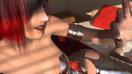 micro barefoot bed shrunken_man finger_crush indoors between_fingers digital_render silentstepgts red_and_black_hair