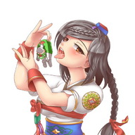 drawing giantess vore color handheld brunette brown_eyes shrunken_men shrunken_man open_mouth imminent_vore south_korean semi kimchiwarrior(theretard)
