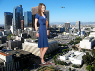 giantess collage city helicopter brunette smiling wonderslug dress skyscraper streets los_angeles ellen_page